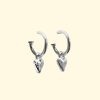 cherish hoops silver tiny heart charm earrings mooki jewellery