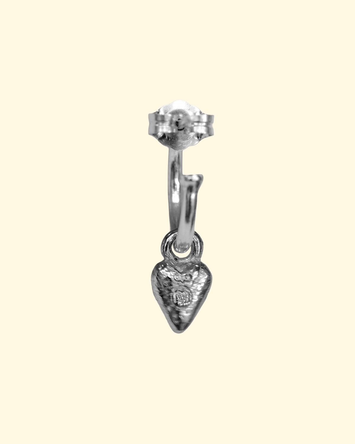 cherish hoops silver tiny heart charm earrings mooki jewellery