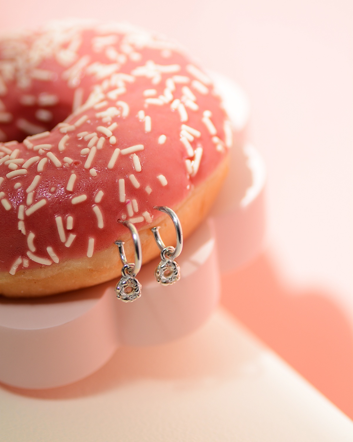 dinky donuts silver hoops earrings mooki jewellery