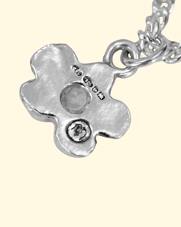 groovy bloom necklace smiley face flower wonky belcher luxury recycled sterling silver hand made unique mooki jewellery
