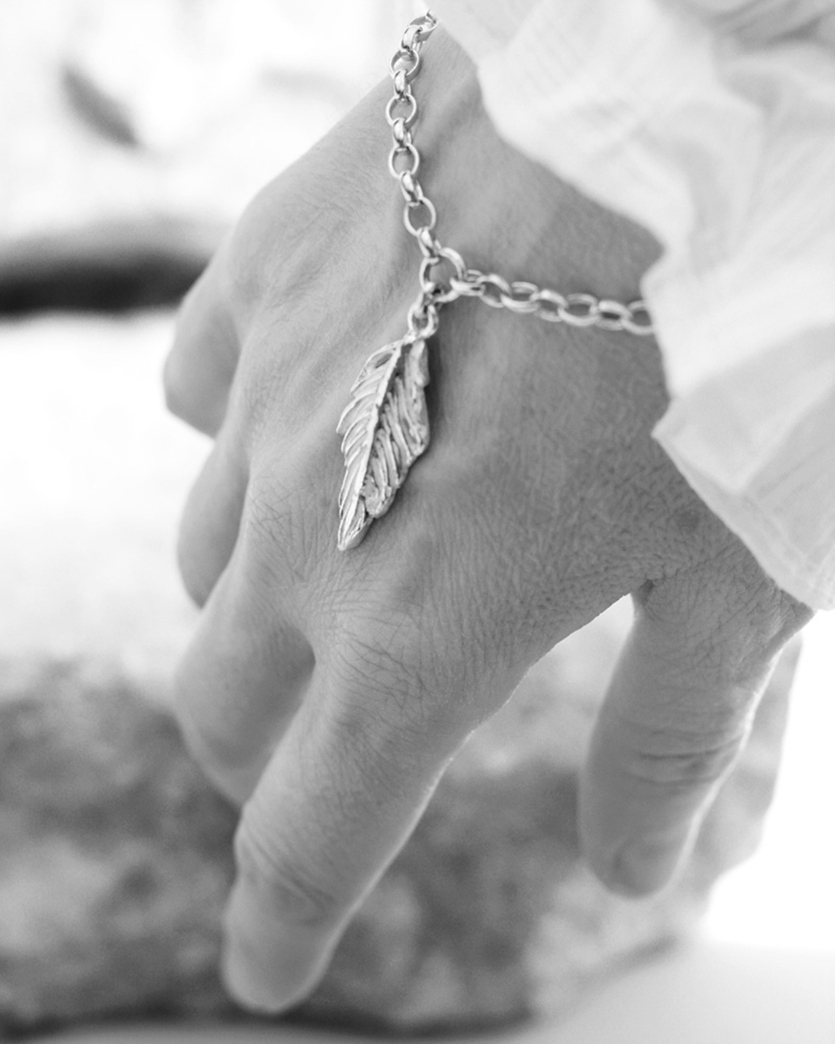 guardian bracelet belcher feather spiritual sentimental memorial uxury recycled sterling silver hand made unique mooki jewellery
