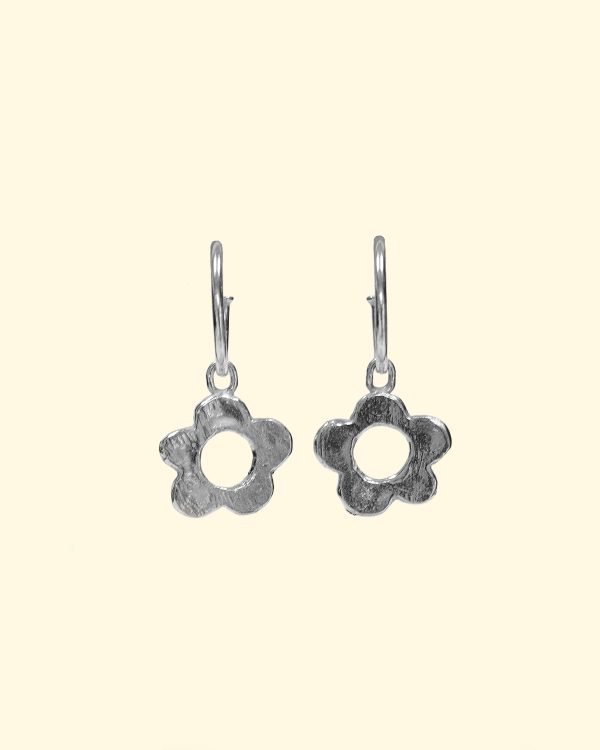 bloom hoops wonky cute chunky statement recycled sterling silver flower earrings mooki jewellery handmade unique