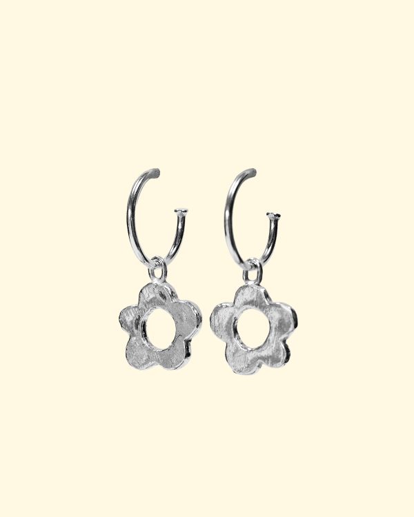 bloom hoops wonky cute chunky statement recycled sterling silver flower earrings mooki jewellery handmade unique