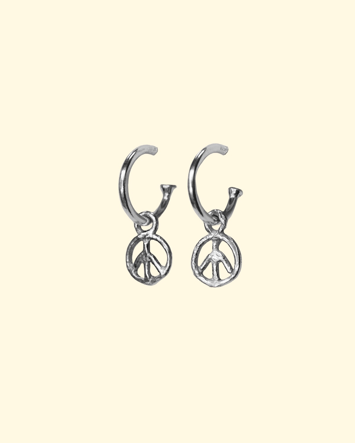 peace hoops cnd tiny recycled sterling silver earrings mooki jewellery handmade unique