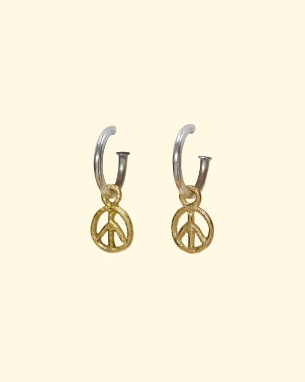 peace hoops cnd tiny recycled solid gold earrings mooki jewellery handmade unique