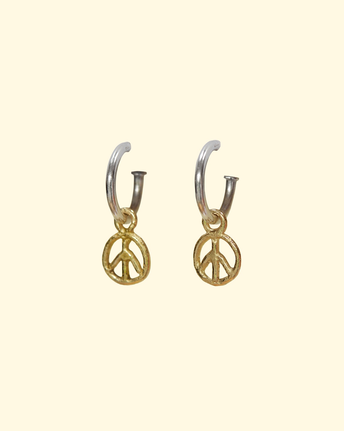 peace hoops cnd tiny recycled solid gold earrings mooki jewellery handmade unique