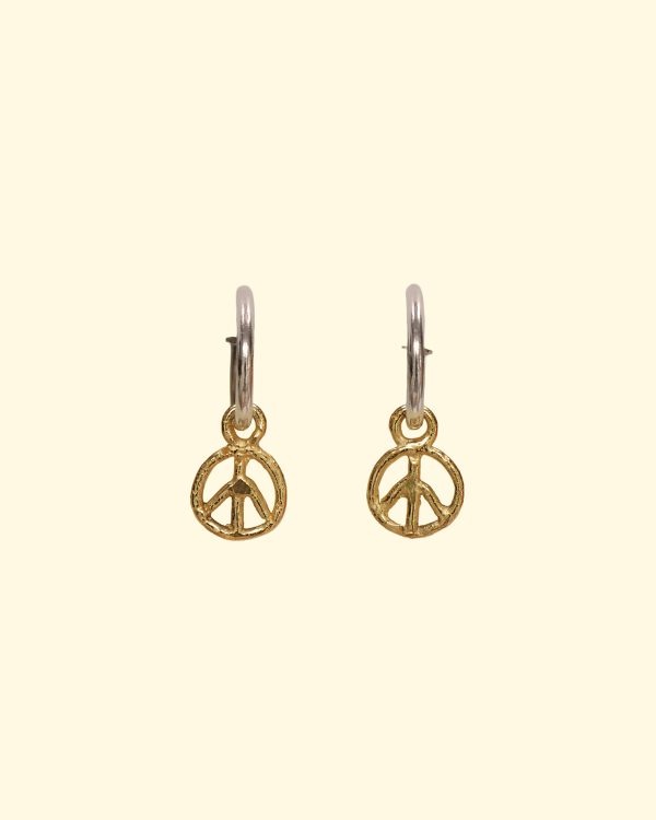 peace hoops cnd tiny recycled solid gold earrings mooki jewellery handmade unique