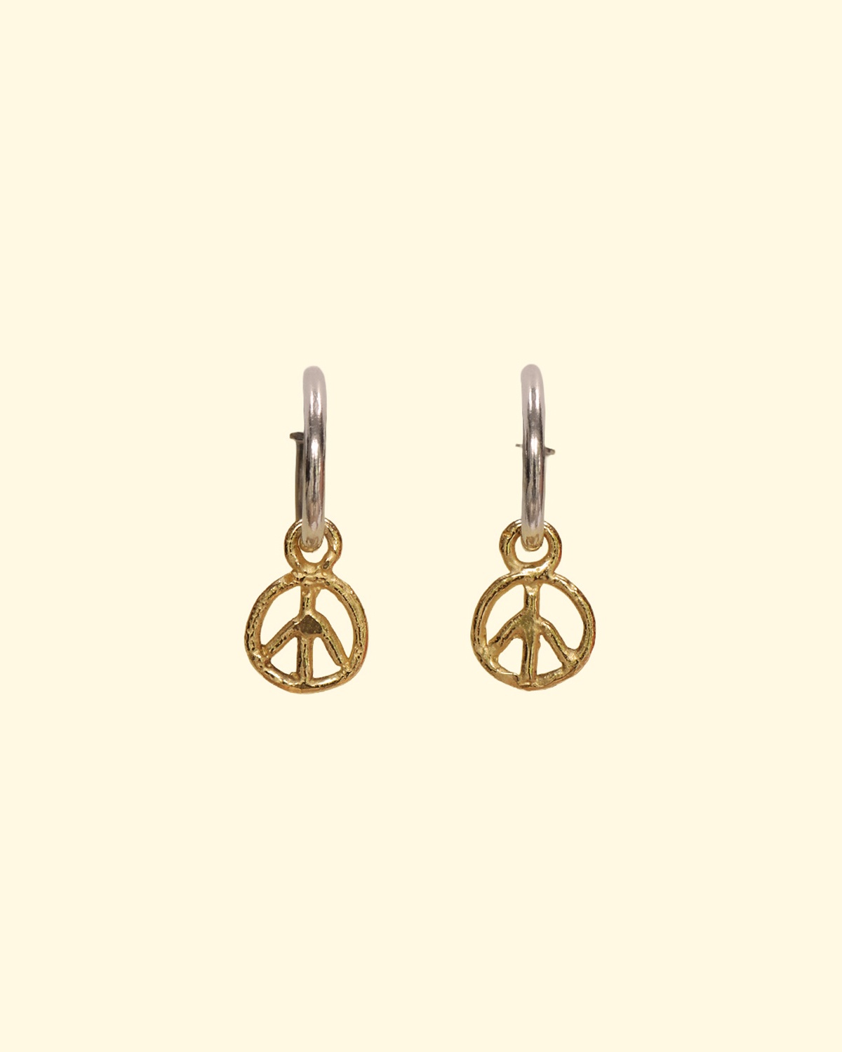 peace hoops cnd tiny recycled solid gold earrings mooki jewellery handmade unique