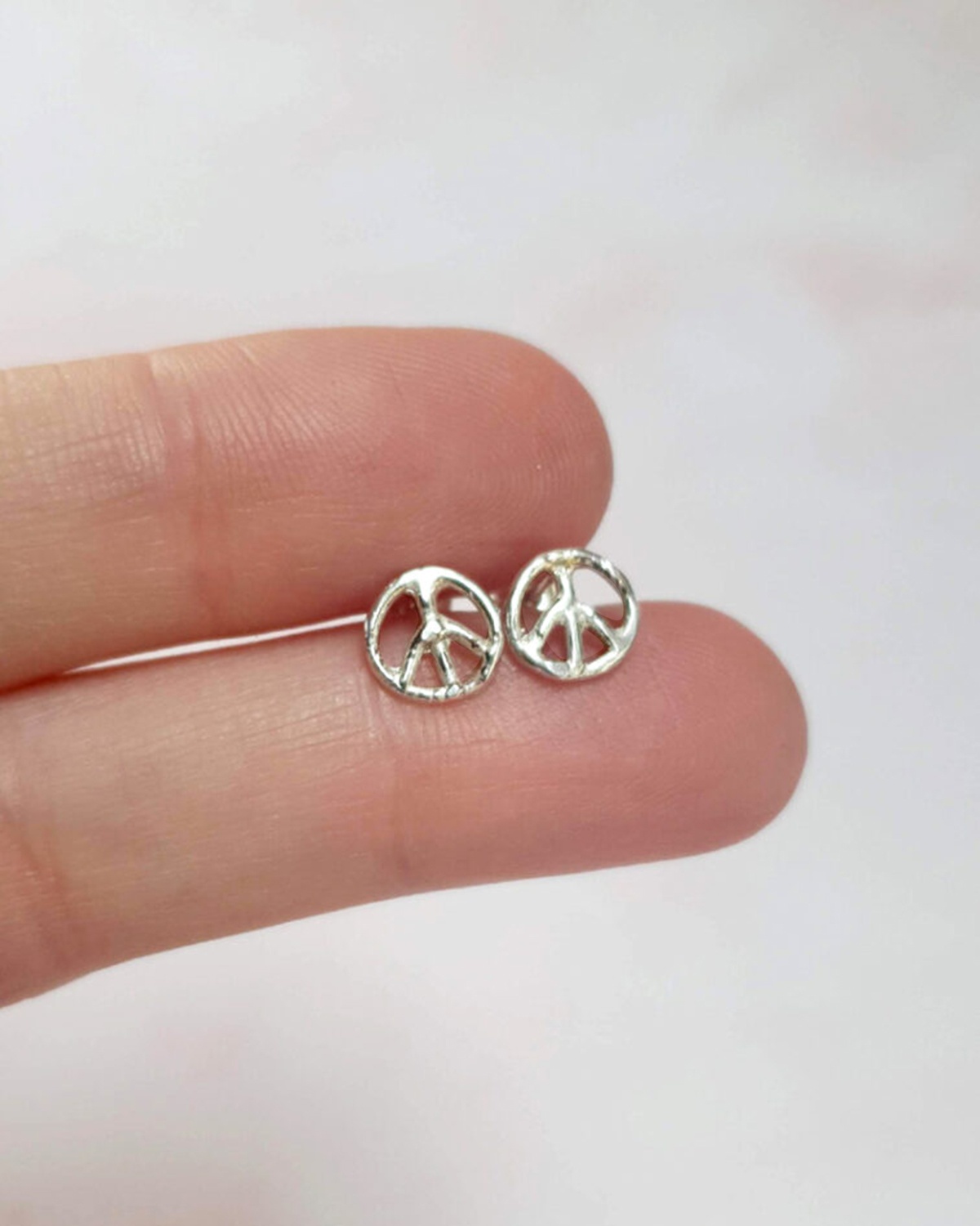 peace studs cnd tiny recycled sterling silver earrings mooki jewellery handmade unique